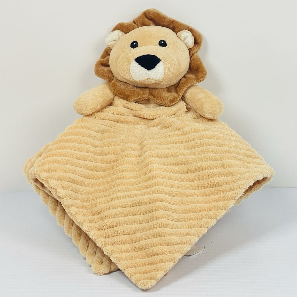 Okie Dokie Plush Lion Lovey Brown Baby Ribbed Corduroy Security Blanket